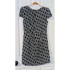 Romeo Juliet Couture Dress Cat Print Short Sleeve Casual Black‎ Size M